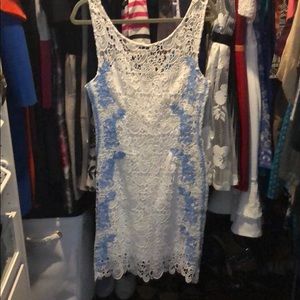 Francesca white and light blue dress. Brand new!
